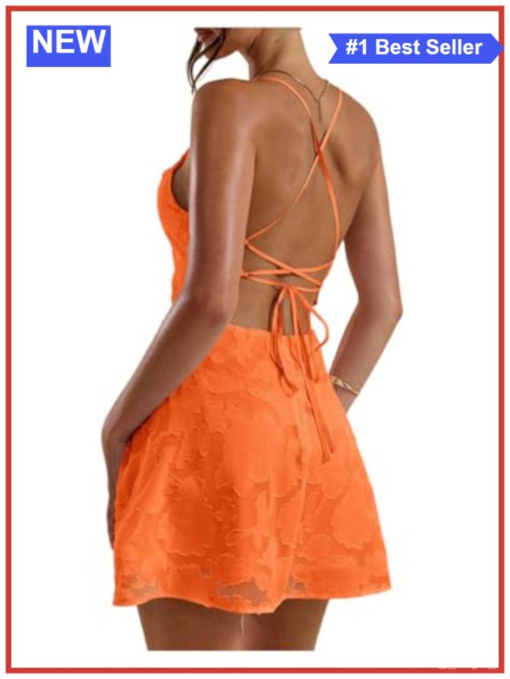 Spaghetti Strap Crisscross Backless Cowl Neck A-Line Mini Dress